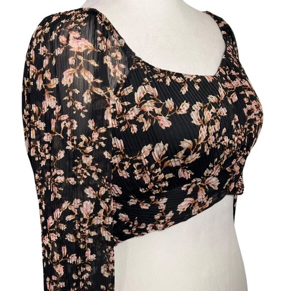 Accordian Bow Long Sleeve Going Out Top Fairy Grunge Whimsigoth Y2K Floral Small - Picture 13 of 13